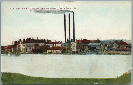 CEDAR RAPIDS IA T.M. SINCLAIR & CO's PORK PACKING HOUSE ANTIQUE POSTCARD
