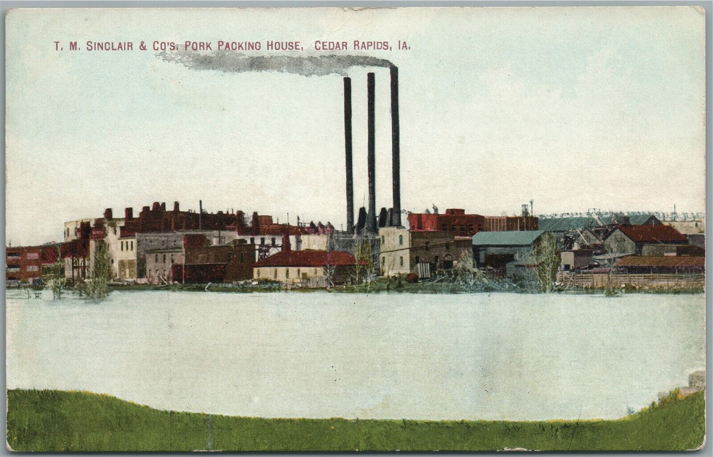 CEDAR RAPIDS IA T.M. SINCLAIR & CO's PORK PACKING HOUSE ANTIQUE POSTCARD