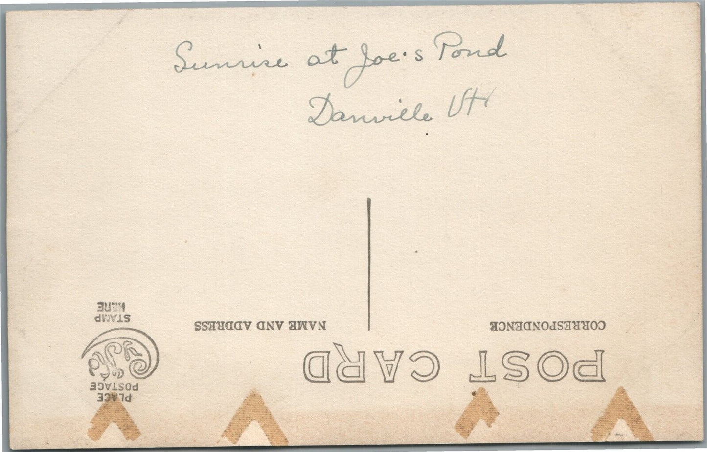 DANVILLE VT SUNRISE AT JOE'S POND ANTIQUE REAL PHOTO POSTCARD RPPC