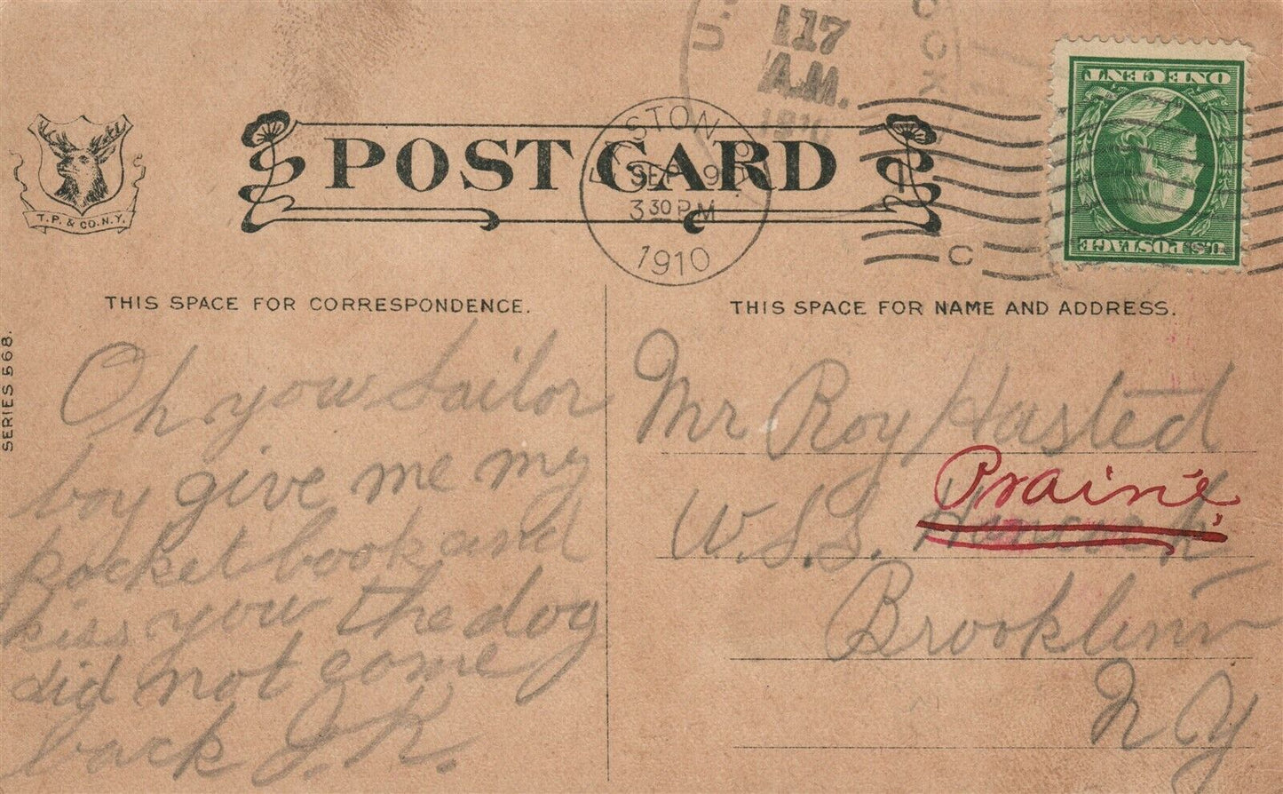 ARTIST SIGNED CARMICHAEL COMIC 1910 ANTIQUE POSTCARD