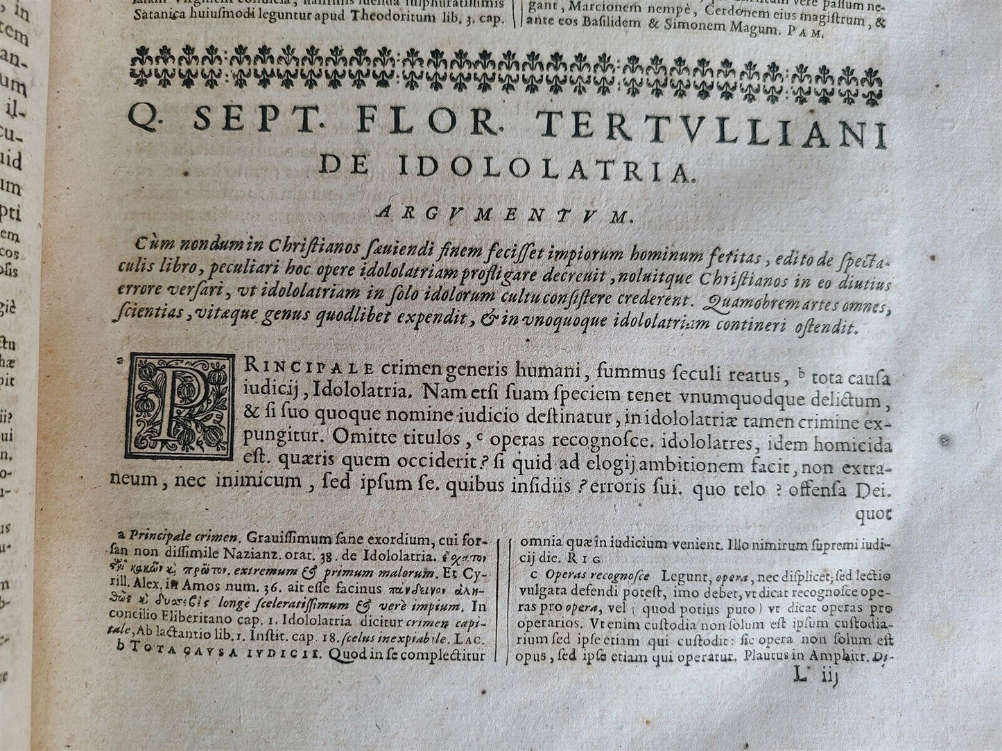 1664 OPERA AD VETUSTISSIMORUM EXEMPLARIUM FIDEM by TERTULLIAN Folio antique