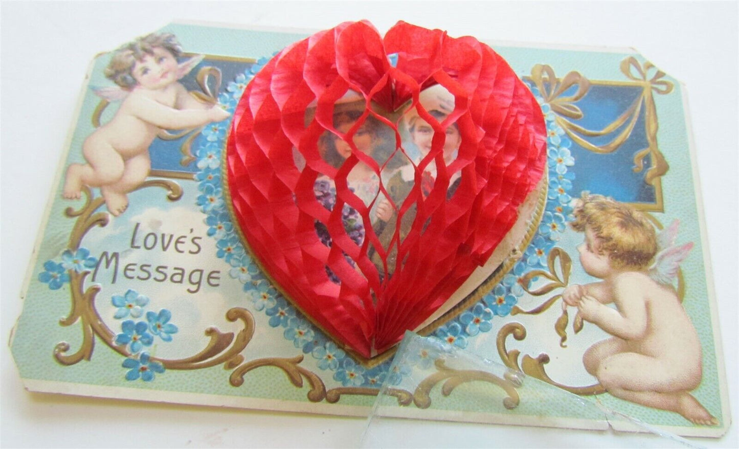 VALENTINE DAY LOVE MESSAGE MECHANICAL ANTIQUE POSTCARD