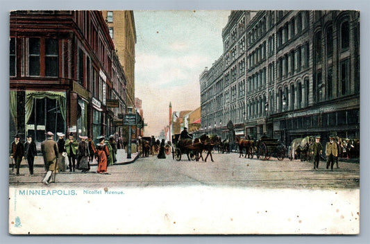 MINNEAPOLIS MN NICOLLET AVENUE ANTIQUE POSTCARD