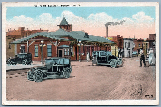 FULTON NY RAILROAD STATION ANTIQUE POSTCARD railway depot
