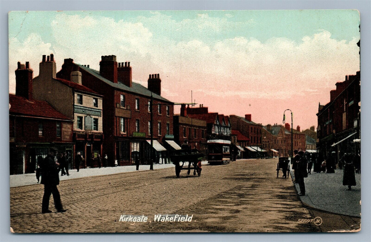 ENGLAND KIRKGATE WAKEFIELD ANTIQUE POSTCARD w/ STAMP