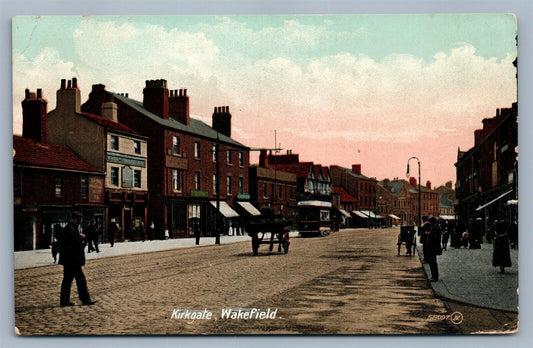 ENGLAND KIRKGATE WAKEFIELD ANTIQUE POSTCARD w/ STAMP