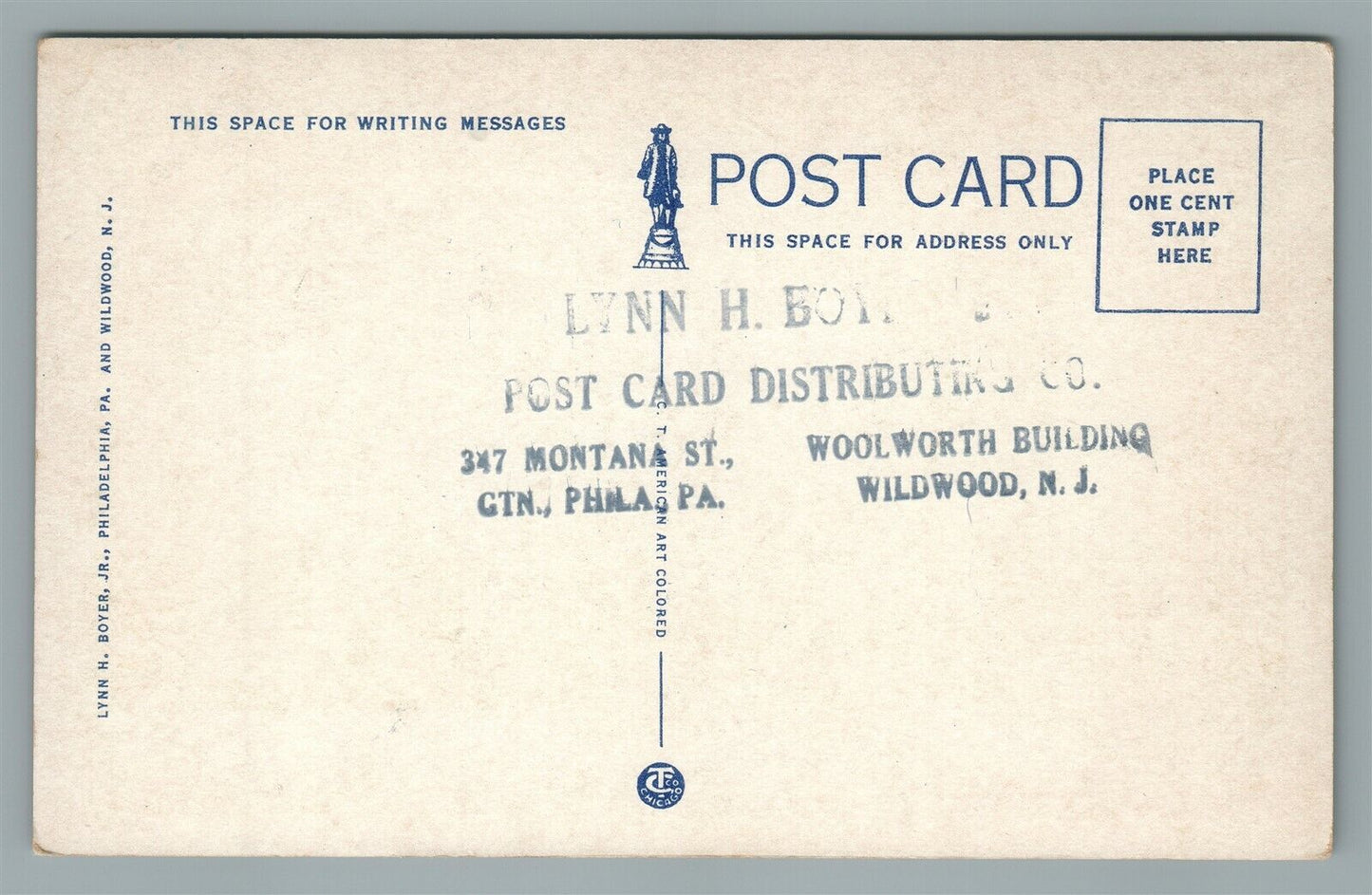 ANTIQUE POSTCARD DISTRIBUTING ADVERTISING WILDWOOD NJ WASHINGTON MEMORIAL CHAPEL