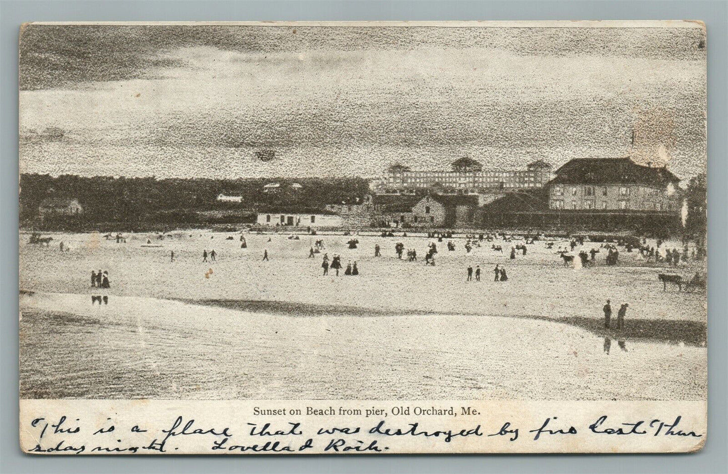 OLD ORCHARD ME BEACH FROM PIER ANTIQUE POSTCARD