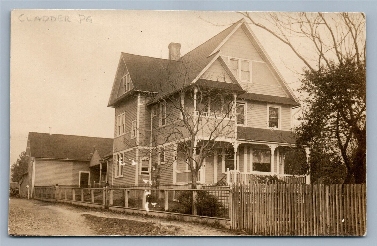 CLADDER PA STREET SCENE ANTIQUE REAL PHOTO POSTCARD RPPC