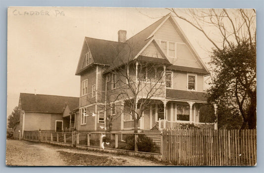 CLADDER PA STREET SCENE ANTIQUE REAL PHOTO POSTCARD RPPC