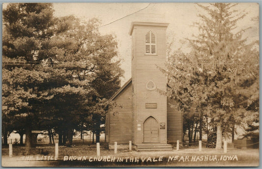 NASHUA IA LITTLE BROWN CHURCH IN THE VALE ANTIQUE REAL PHOTO POSTCARD RPPC