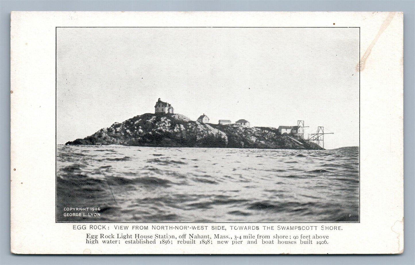 EGG ROCK LIGHTHOUSE STATION ME ANTIQUE POSTCARD