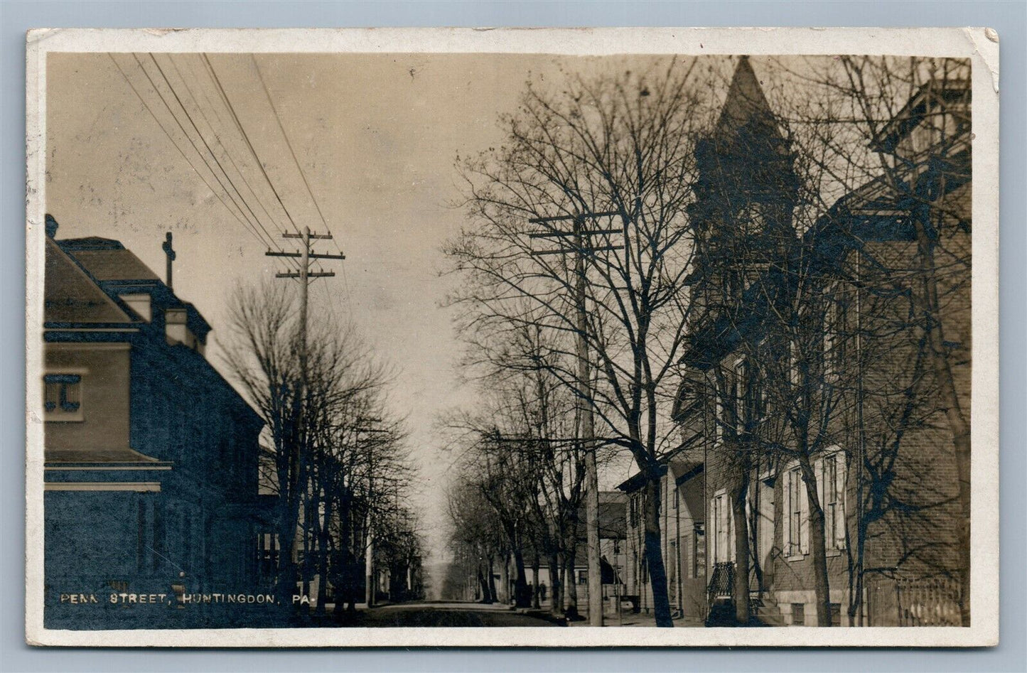 HUNTINGDON PA PENN STREET ANTIQUE REAL PHOTO POSTCARD RPPC