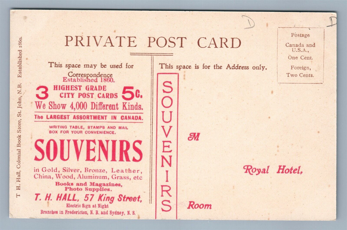 CANADIAN POST CARD WHOLESALER ADVERTISING ANTIQUE PRIVATE POSTCARD