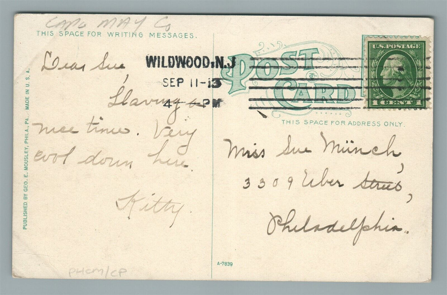 WILDWOOD NJ PACIFIC & GLENWOOD AVENUES ANTIQUE POSTCARD