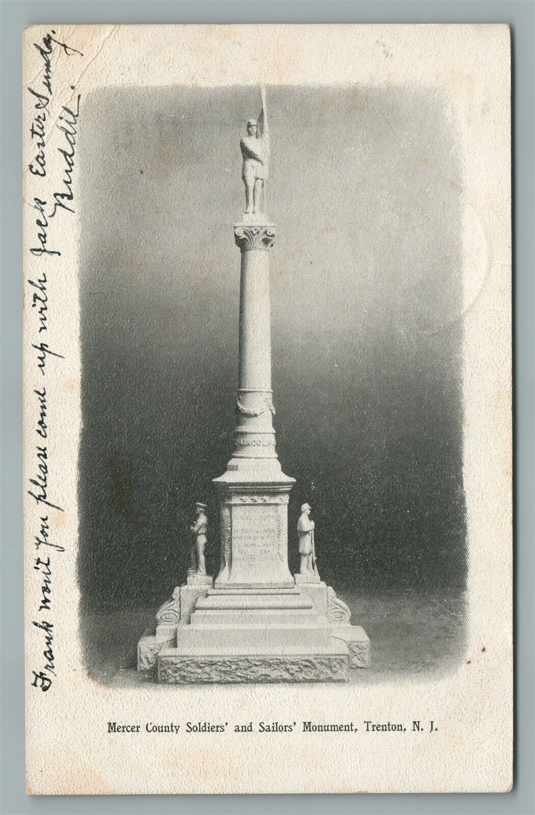 TRENTON NJ MERCER COUNTY SOLDIER'S & SAILOR'S MONUMENT ANTIQUE POSTCARD