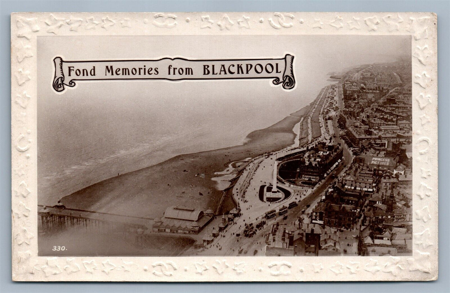 BLACKPOOL ENGLAND FOND MEMORIES ANTIQUE REAL PHOTO POSTCARD RPPC