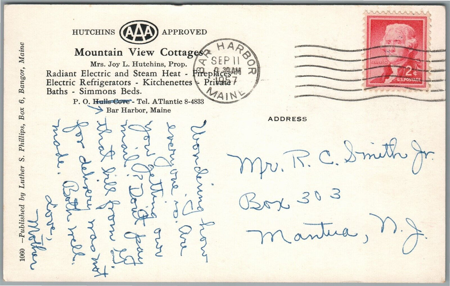 BAR HARBOR ME MOUNTAIN VIEW COTTAGES VINTAGE POSTCARD