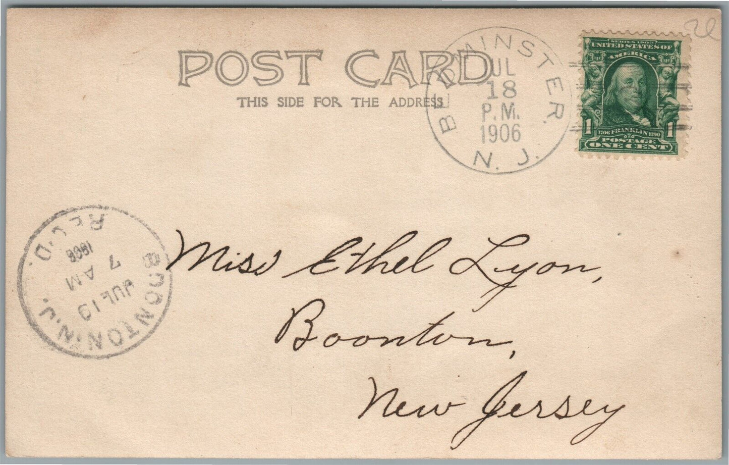 BEDMINSTER NJ CHURCH ANTIQUE REAL PHOTO POSTCARD RPPC