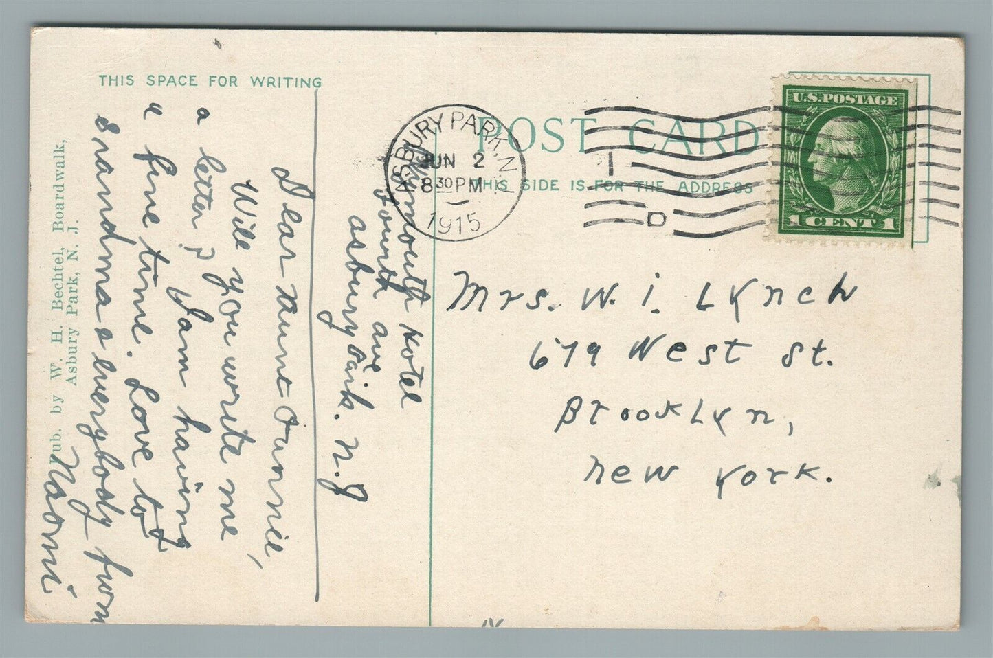ASBURY PARK & OCEAN GROVE NJ HECK ST. BRIDGE ANTIQUE POSTCARD