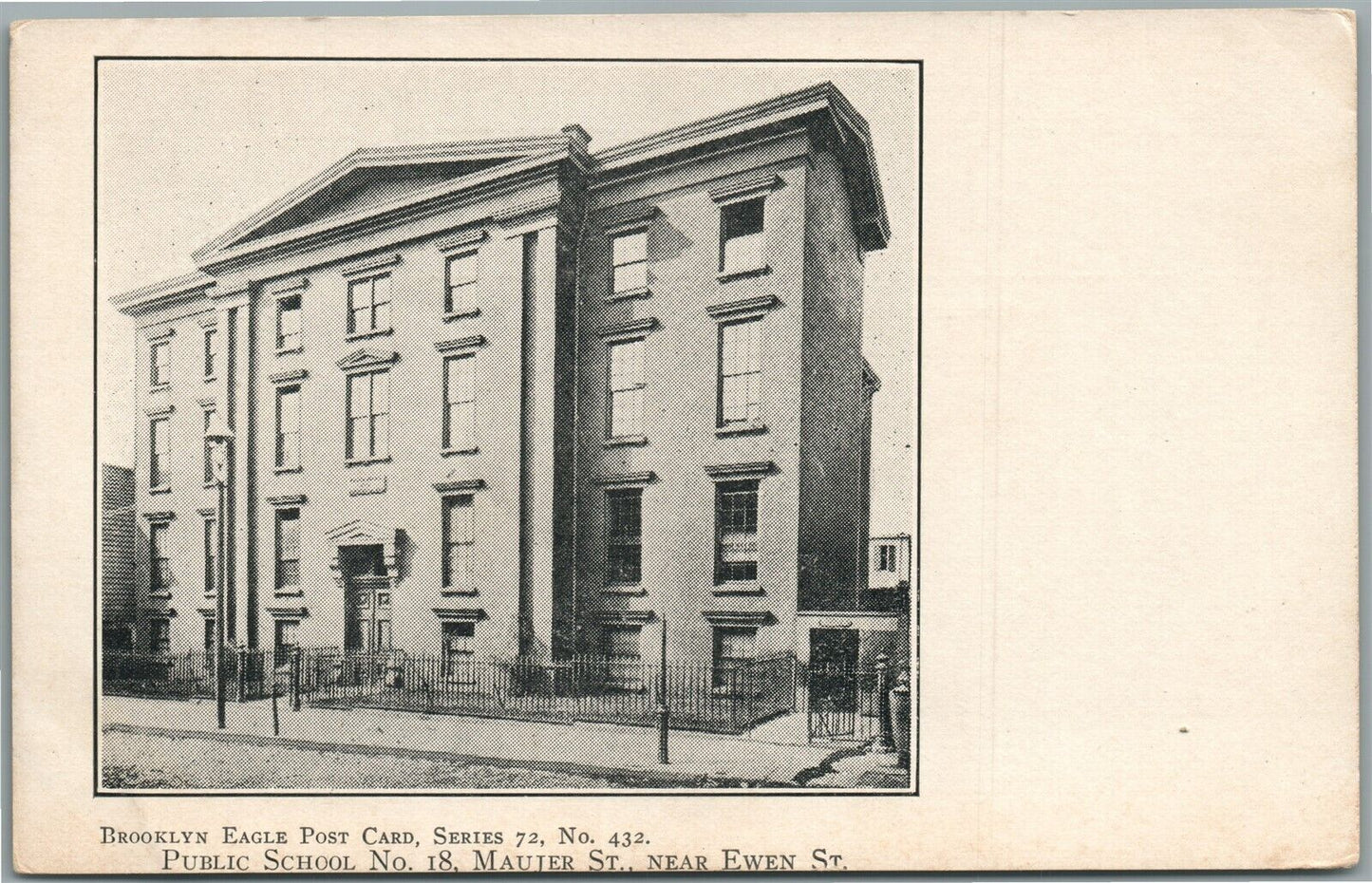 BROOKLYN NY PUBLIC SCHOOL No. 18 ANTIQUE POSTCARD