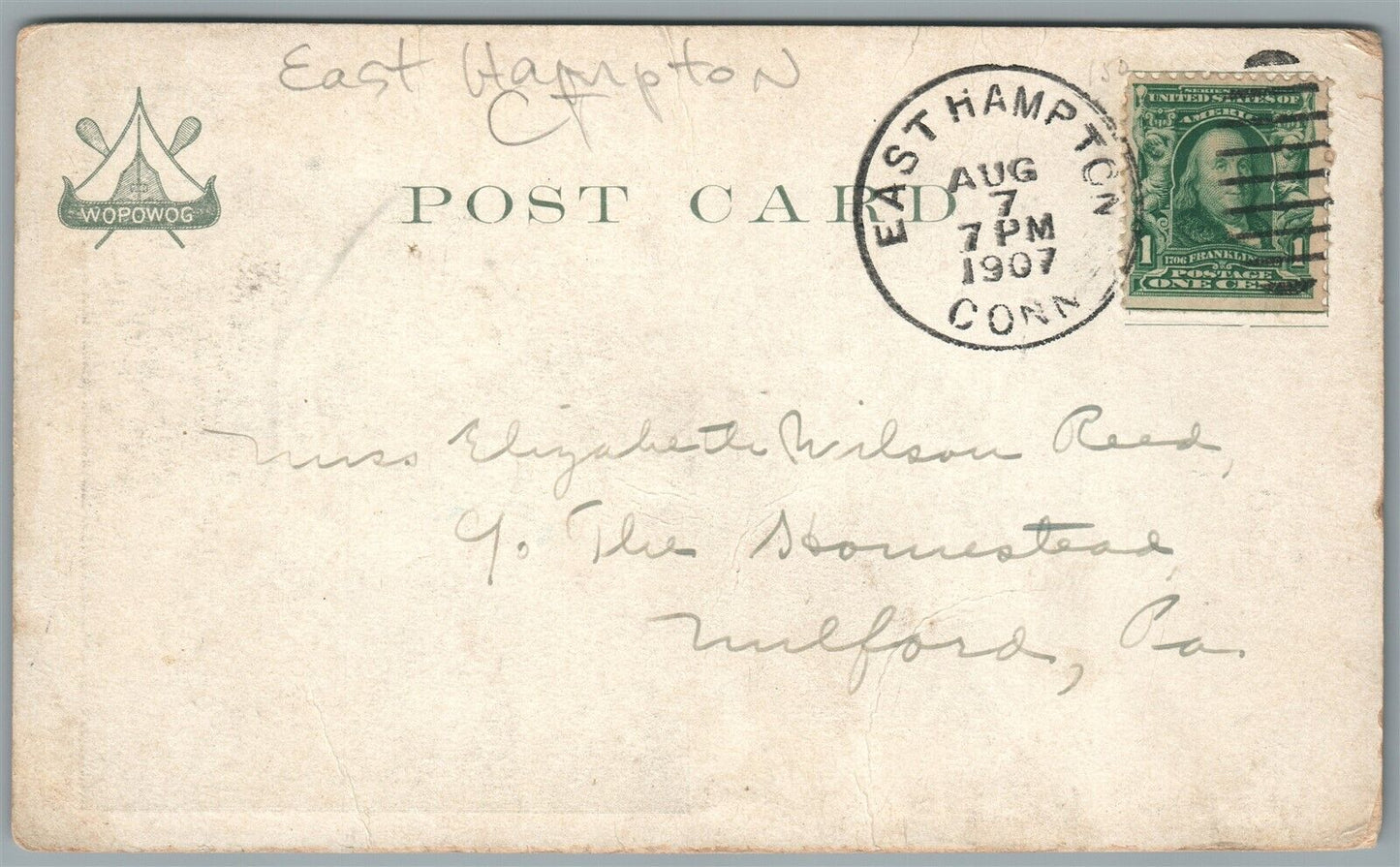 EAST HAMPTON CT CAMP WOPOWOG ANTIQUE POSTCARD