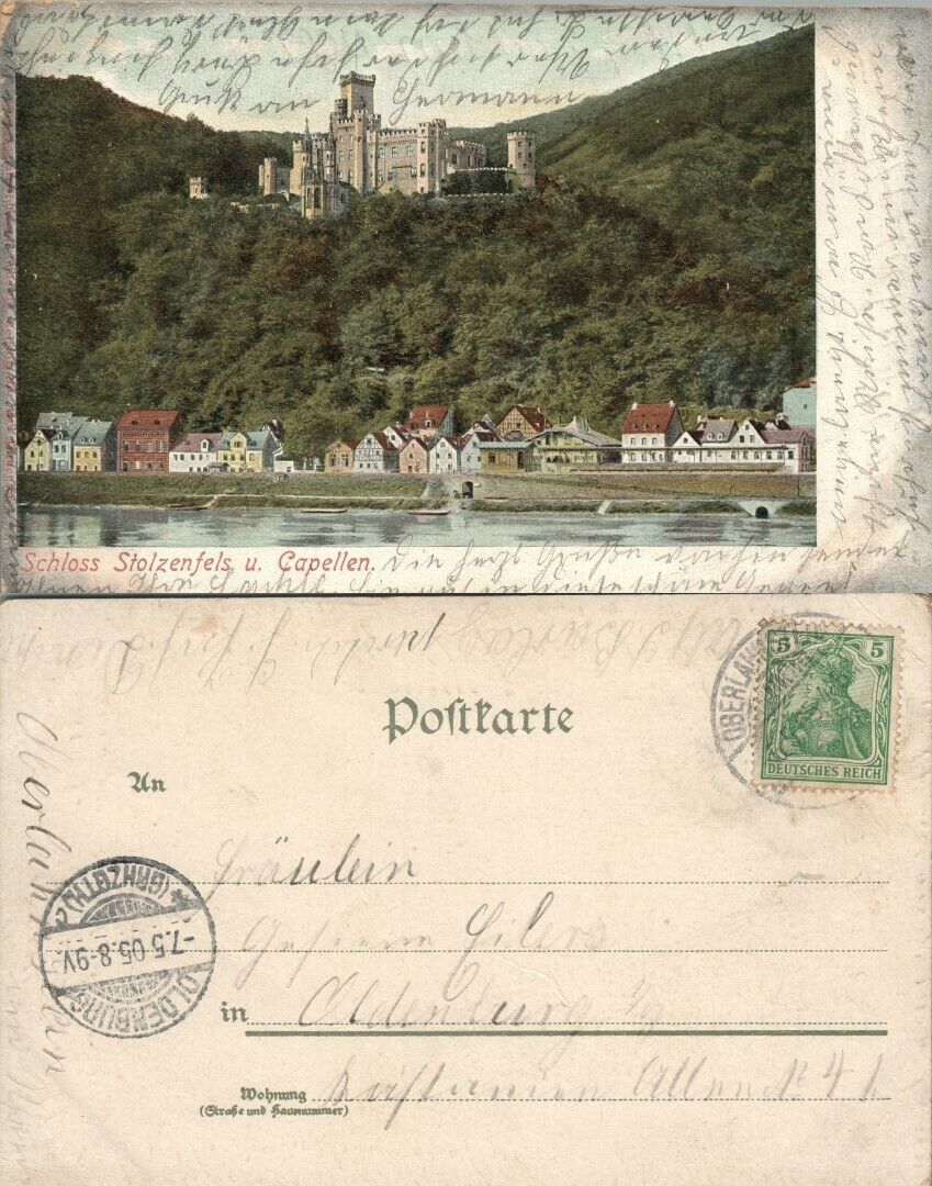 SCHLOSS STOLZENFELS U. CAPPELEN GERMAN ANTIQUE POSTCARD