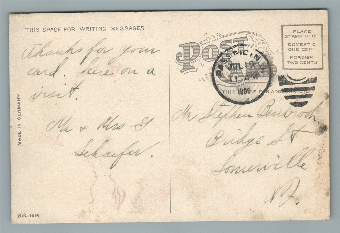 PASSAIC NJ GROVE TERRACE ANTIQUE POSTCARD