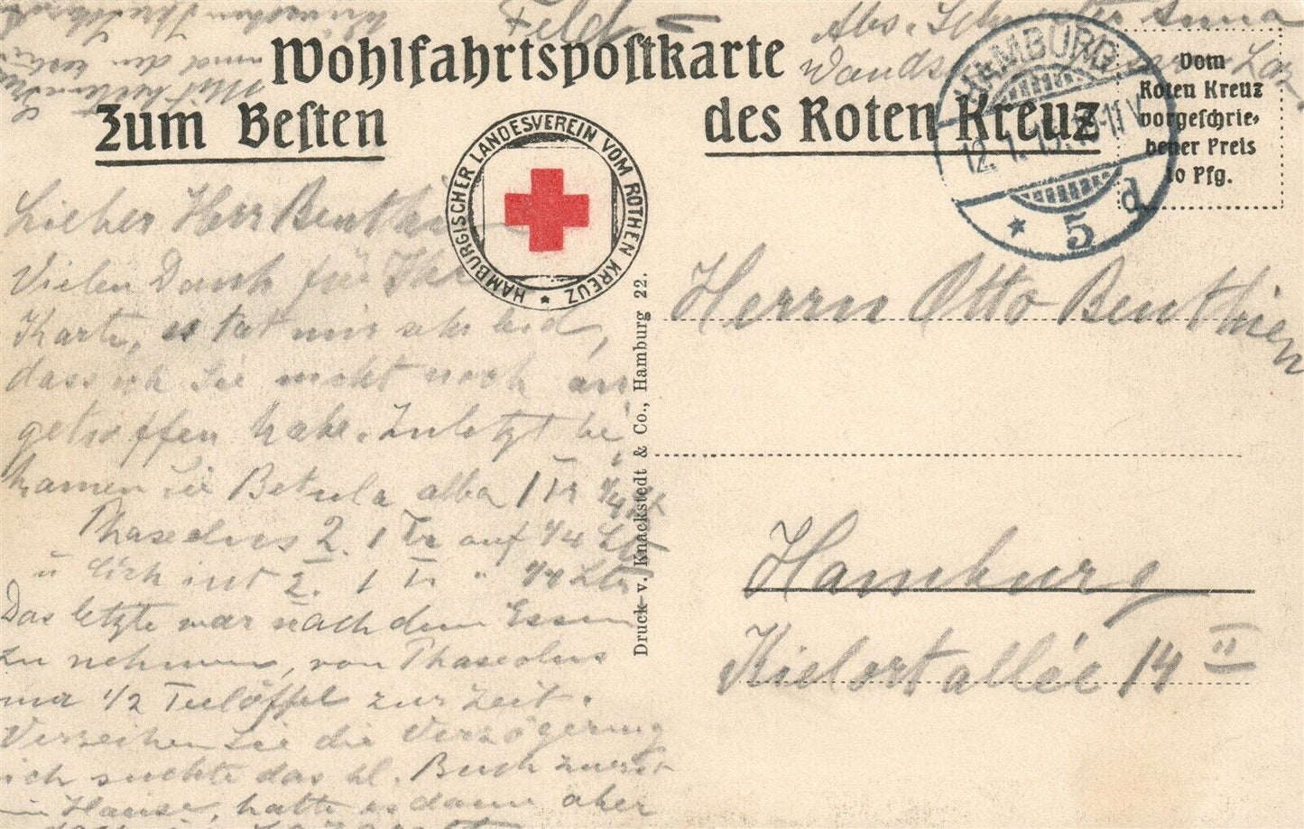 GERMAN PRINCE WILHELM ANTIQUE RED CROSS POSTCARD
