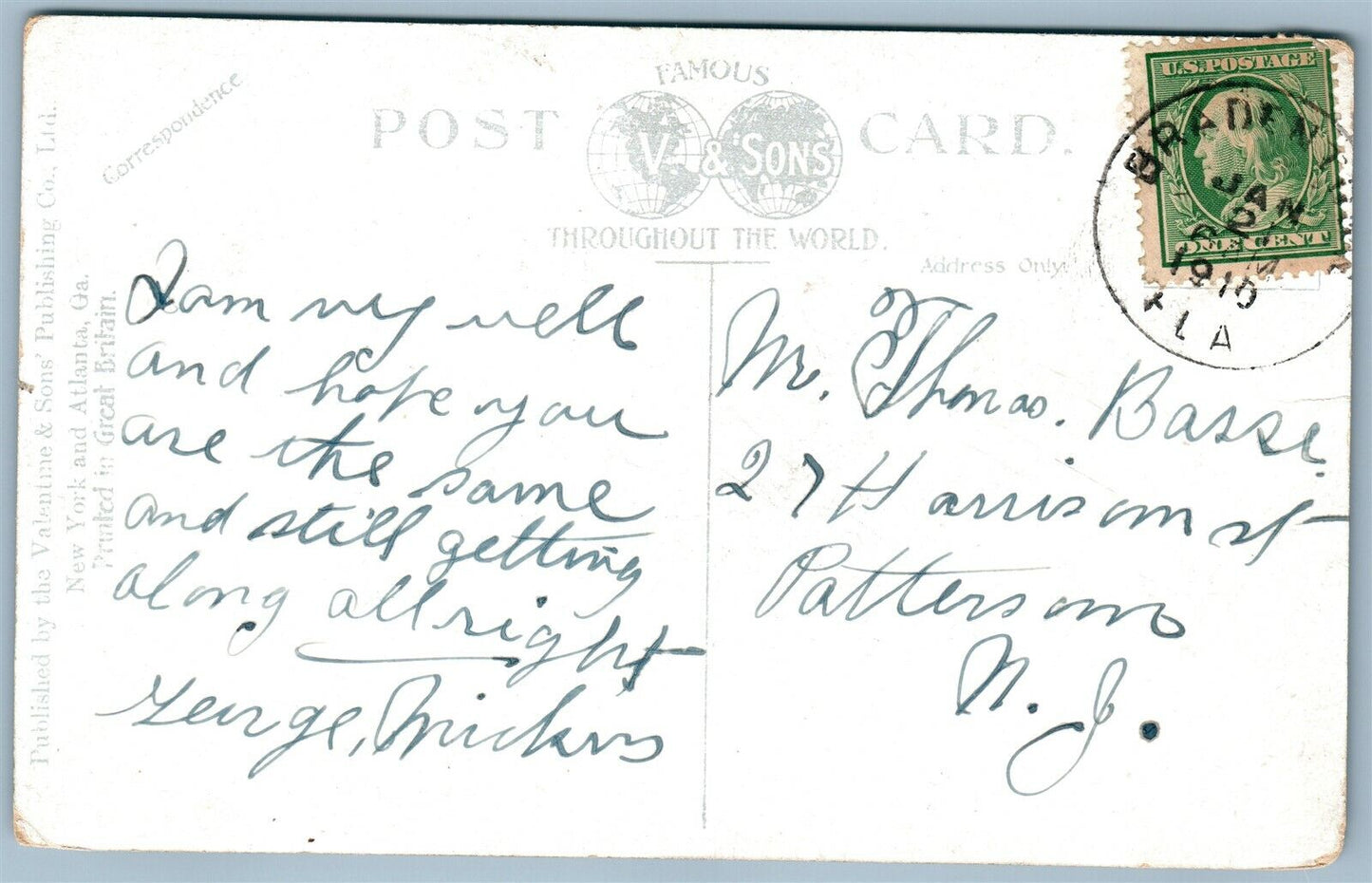 BRADENTOWN FL PROSPECT AVENUE ANTIQUE POSTCARD