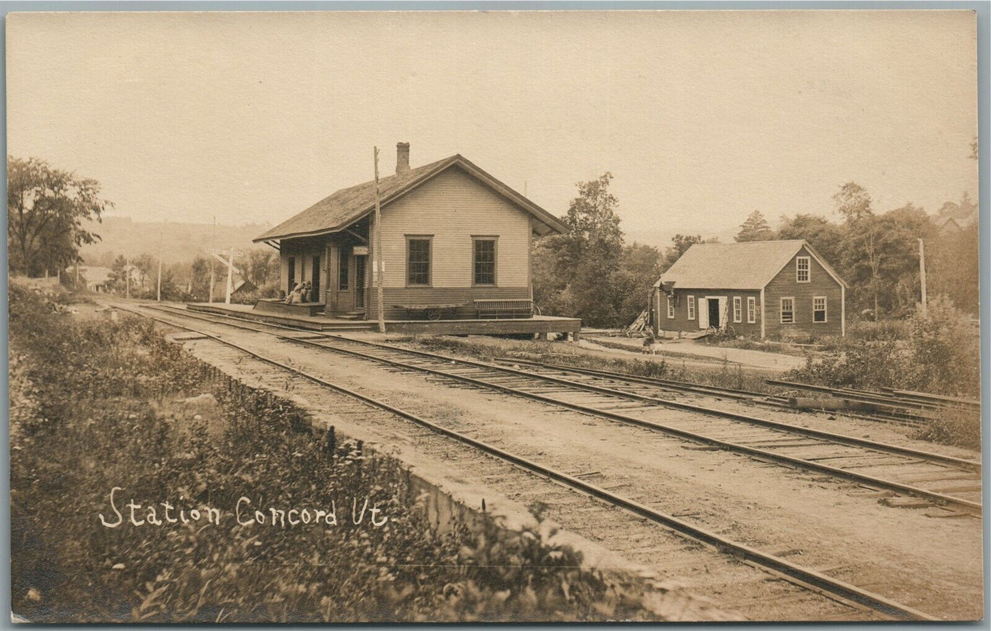 CONCORD VT RAILROAD STATION RAILWAY DEPOT ANTIQUE REAL PHOTO POSTCARD RPPC