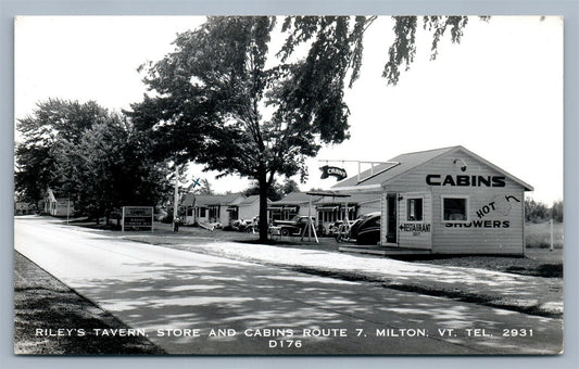 MILTON VT RILEY'S TAVERN STORE & CABINS VINTAGE REAL PHOTO POSTCARD RPPC