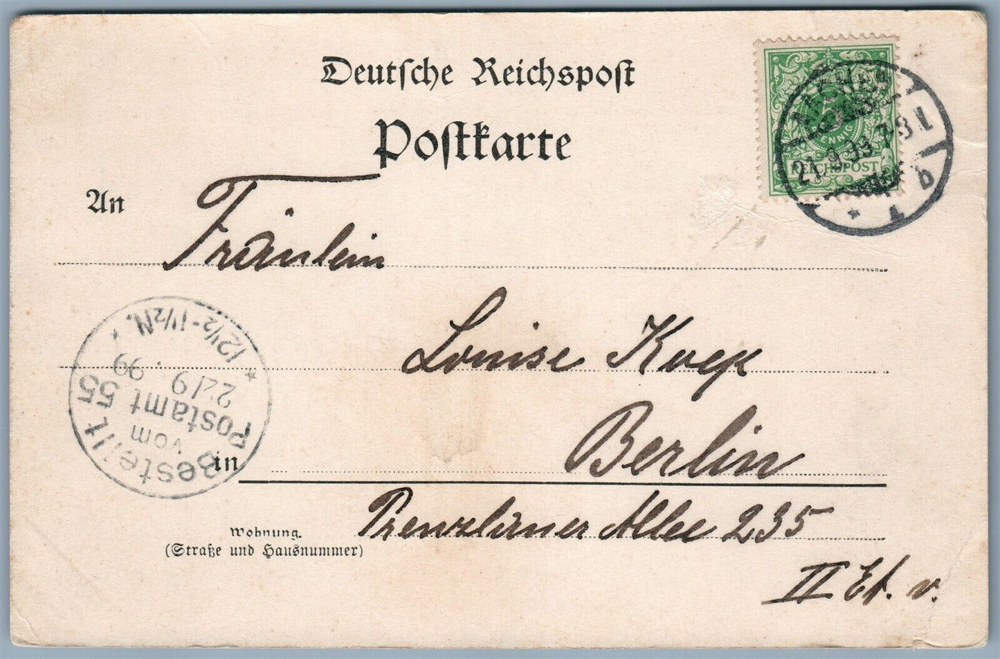 GRUSS AUS AACHEN GERMANY POSTTHOR UNDIVIDED 1899 ANTIQUE POSTCARD