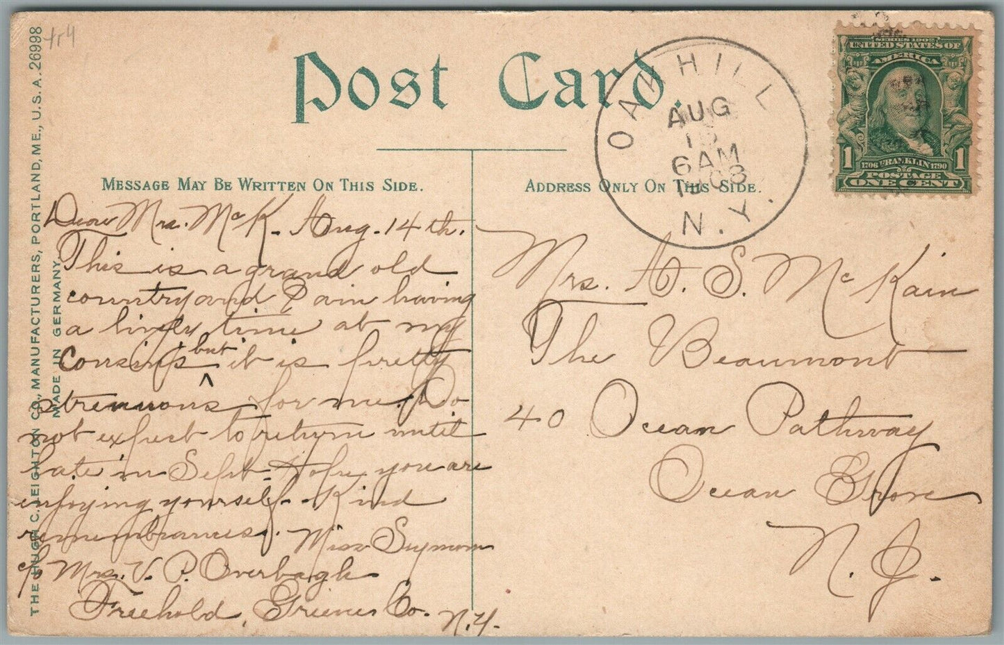 GRAND GORGE-IN-THE-CATSKILLS NY VILLAGE ANTIQUE POSTCARD