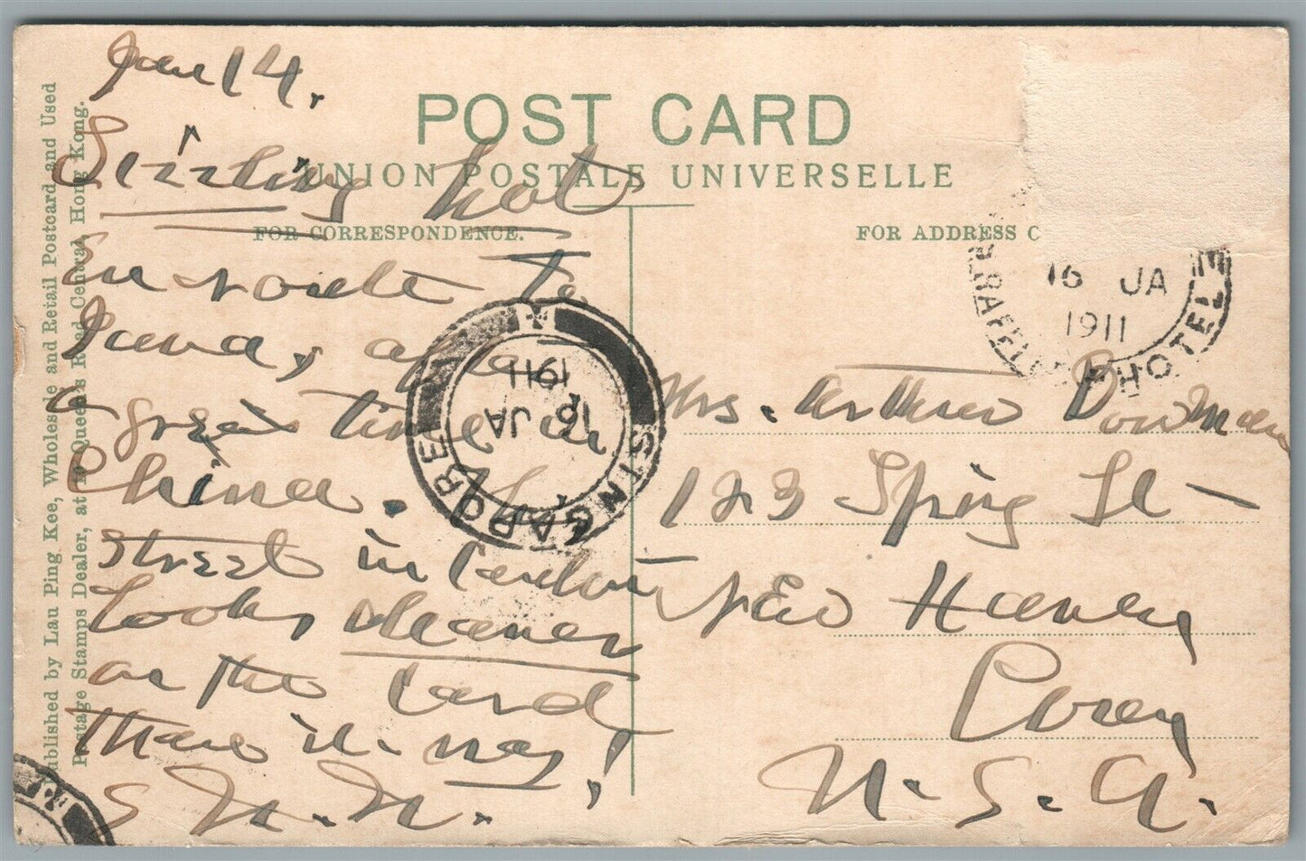 CANTON CHINA STREET SCENE ANTIQUE POSTCARD