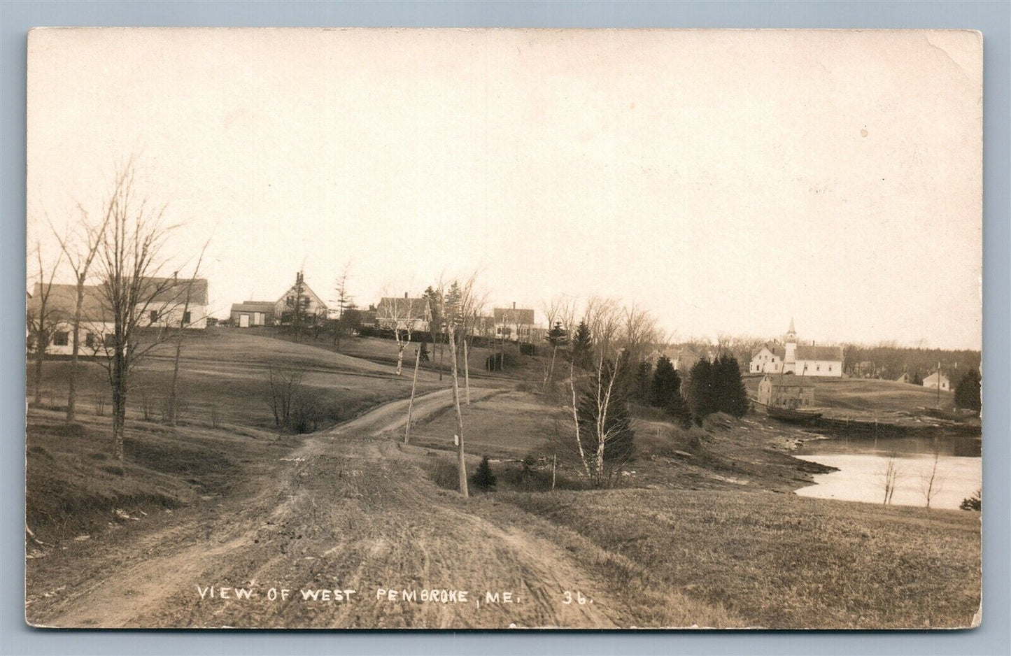 WEST PEMBROKE ME VIEW ANTIQUE REAL PHOTO POSTCARD RPPC