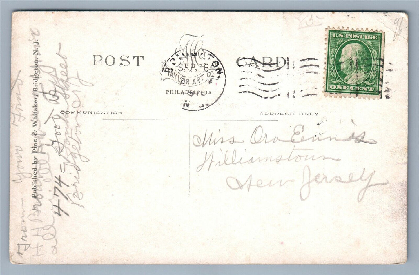 BRIDGETON NJ HIGH SCHOOL ANTIQUE POSTCARD