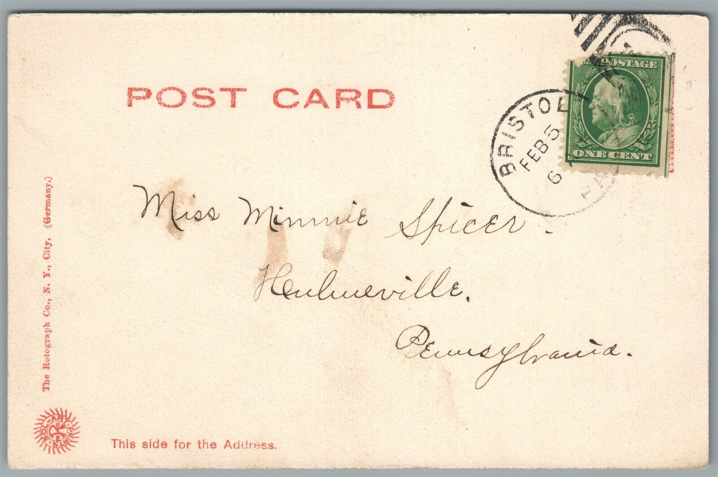 BRISTOL PA OLD MILL POND ANTIQUE POSTCARD