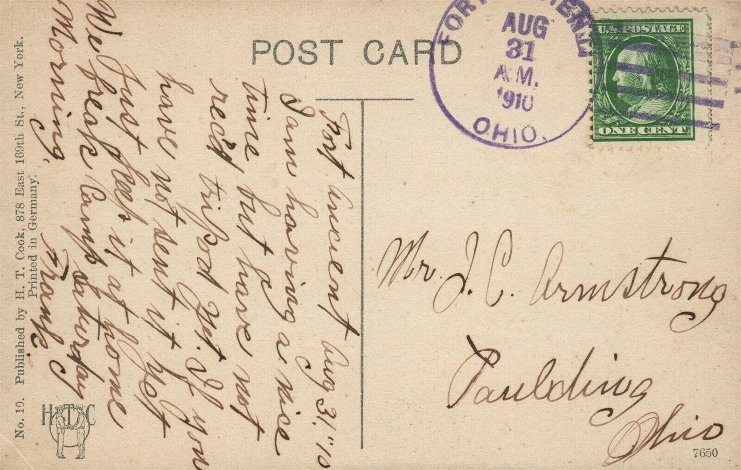 TAFT FOR ERECTING BIRAGO TRESTLE 1910 MILITARY ANTIQUE POSTCARD