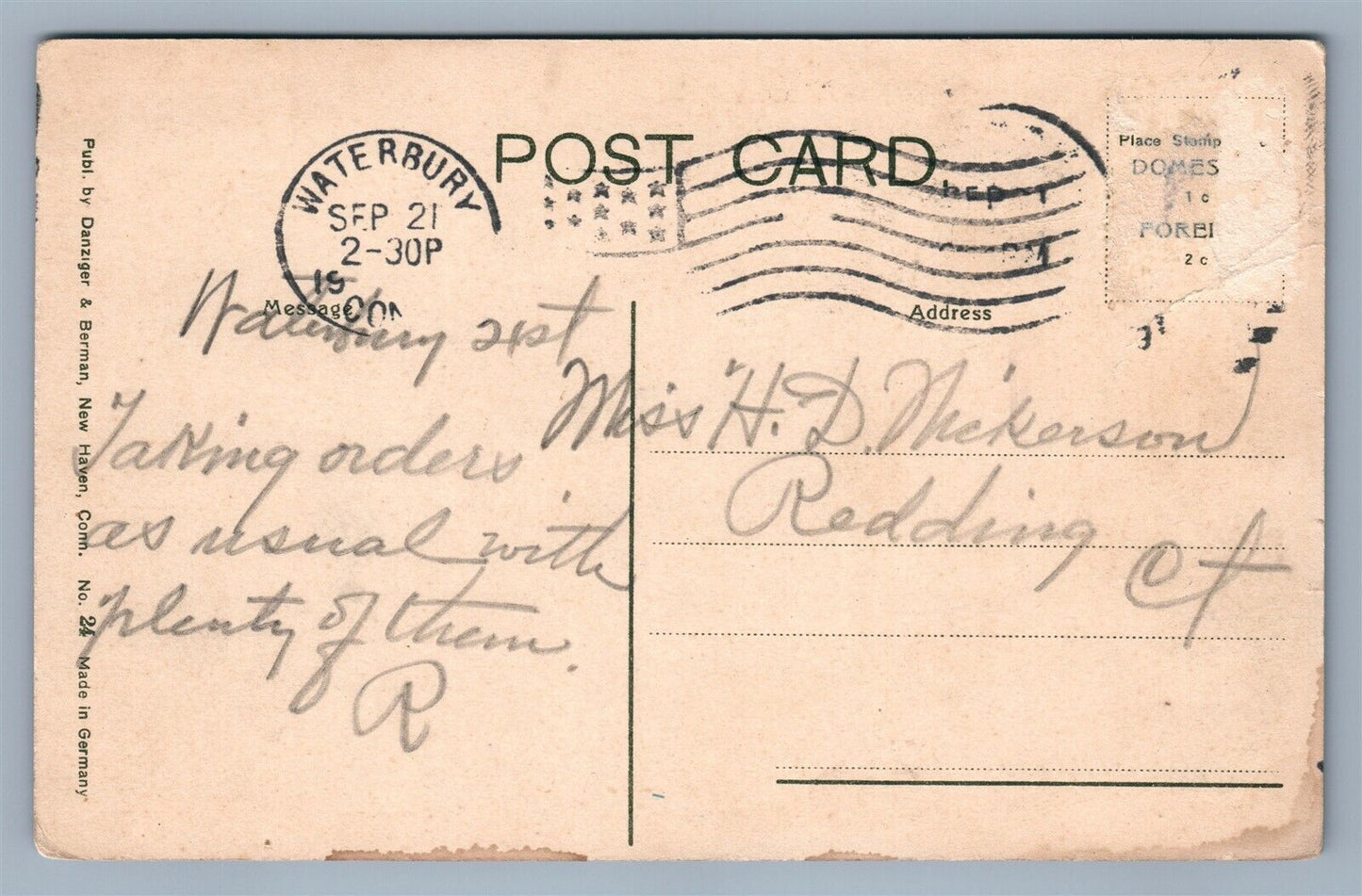 WATERBURY CT BENEDICT & BURNHAM MFG. CO. ANTIQUE POSTCARD