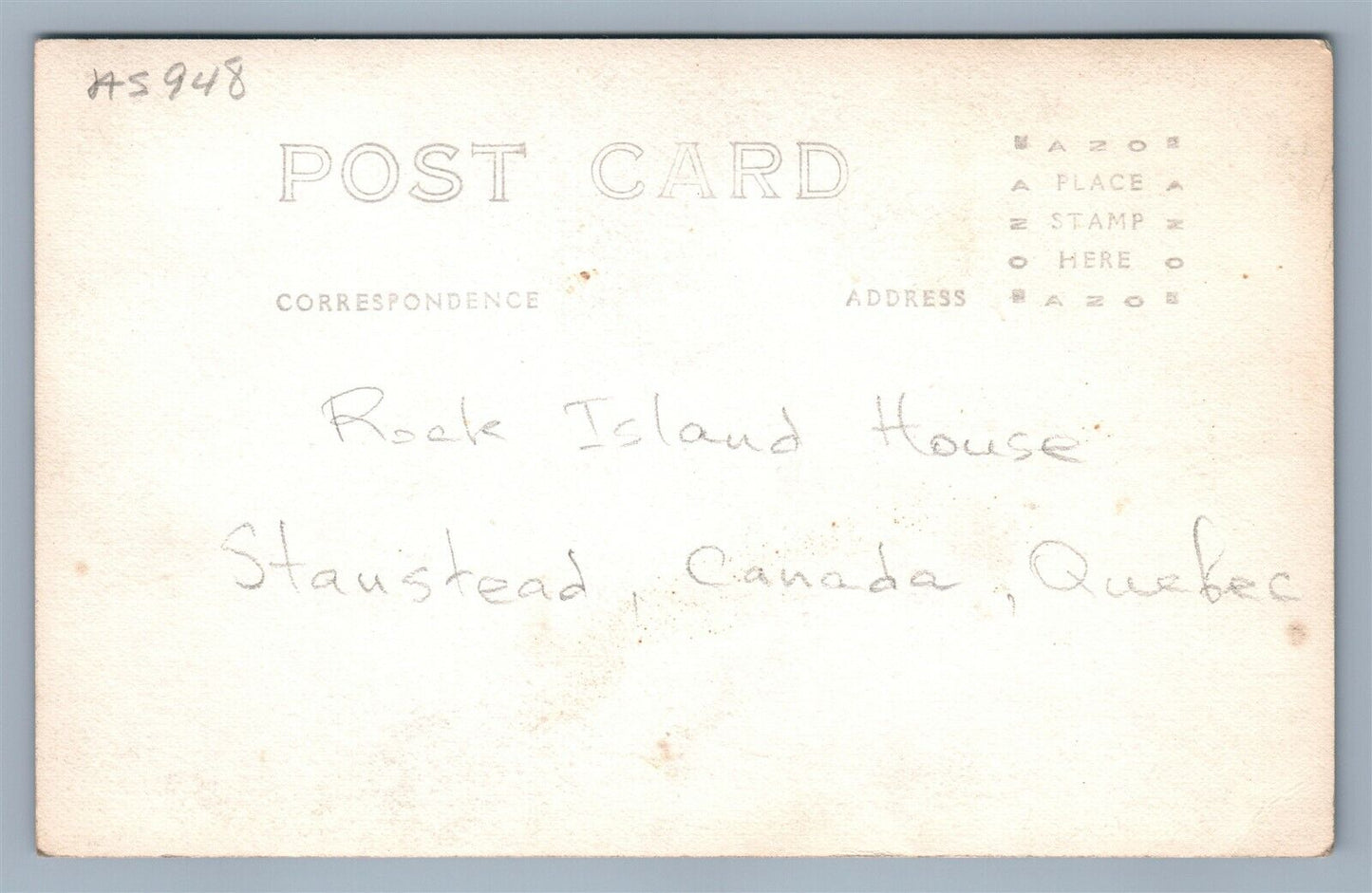 STANSTEAD QUE CANADA ROCK ISLAND HOUSE ANTIQUE REAL PHOTO POSTCARD RPPC