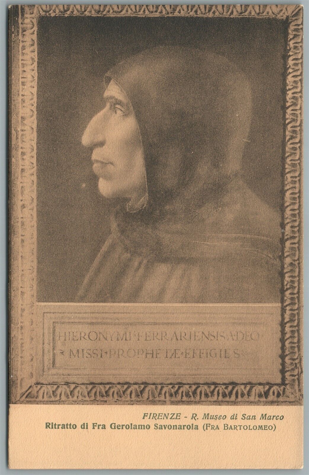 ITALY FIRENZE GEROLAMO SAVONAROLO ANTIQUE POSTCARD