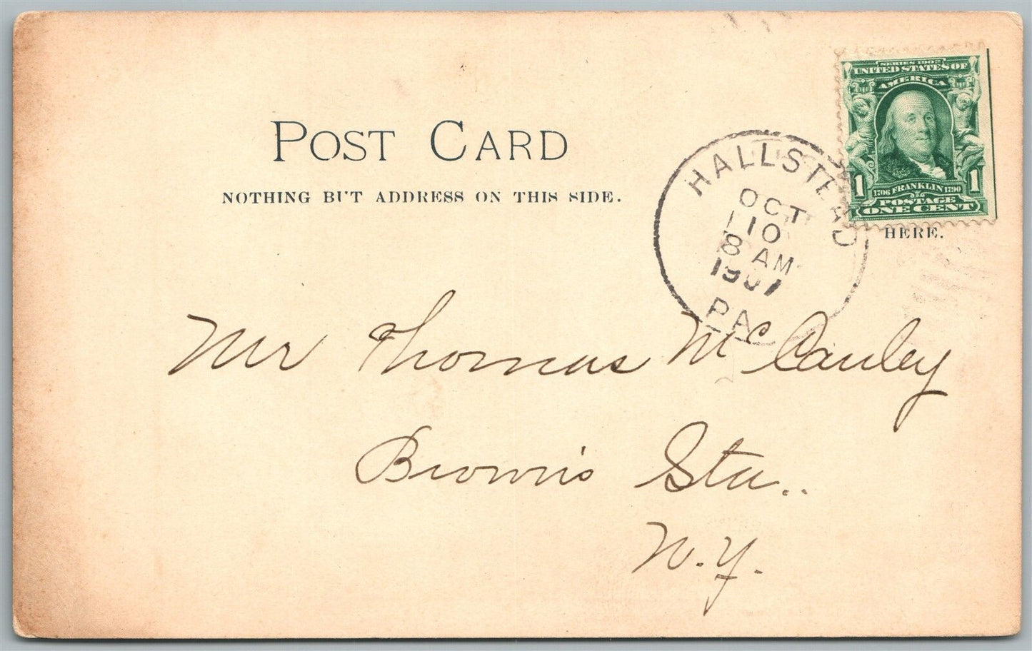 GREAT BEND PA ST.LAWRENCE CHURCH 1907 UNDIVIDED ANTIQUE POSTCARD