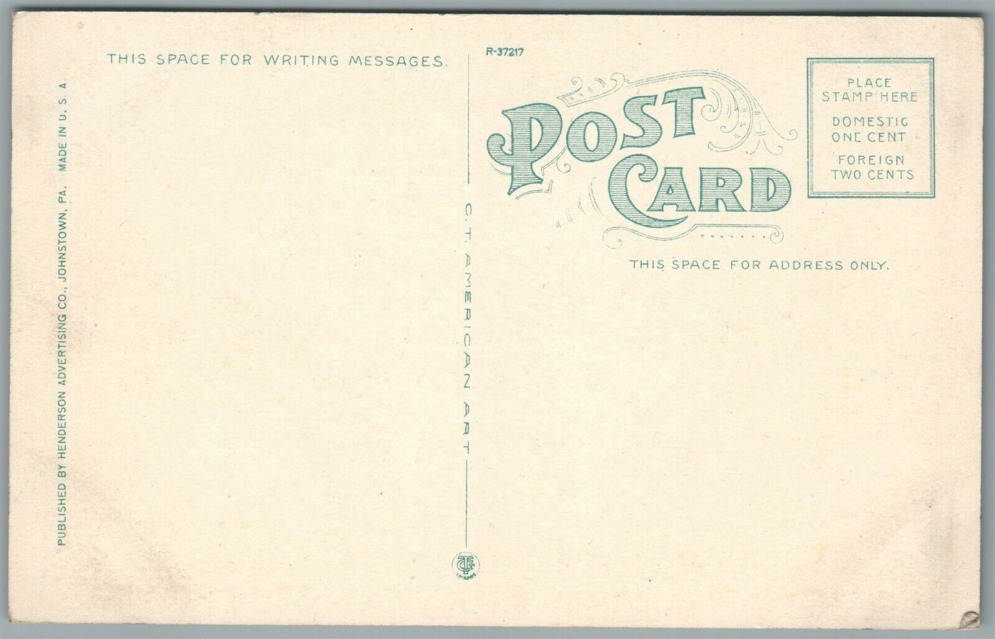 JOHNSTOWN PA FLOOD VICTIMS CEMETERY ANTIQUE POSTCARD