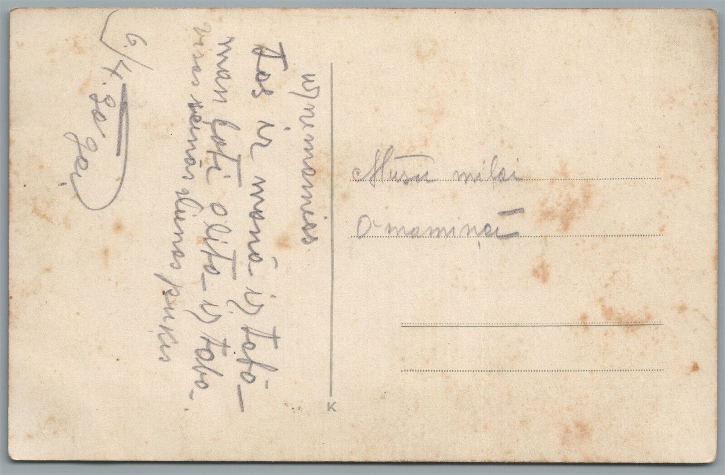 FAMILY w/ KIDS & PLUSH TOY ANTIQUE REAL PHOTO POSTCARD RPPC