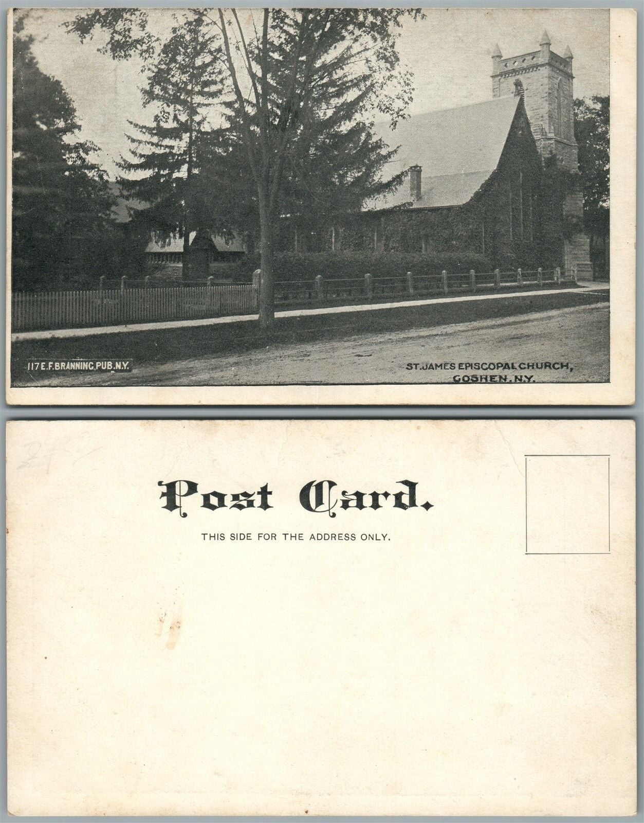 GOSHEN N.Y. ST.JAMES EPISCOPAL CHURCH UNDIVIDED ANTIQUE POSTCARD