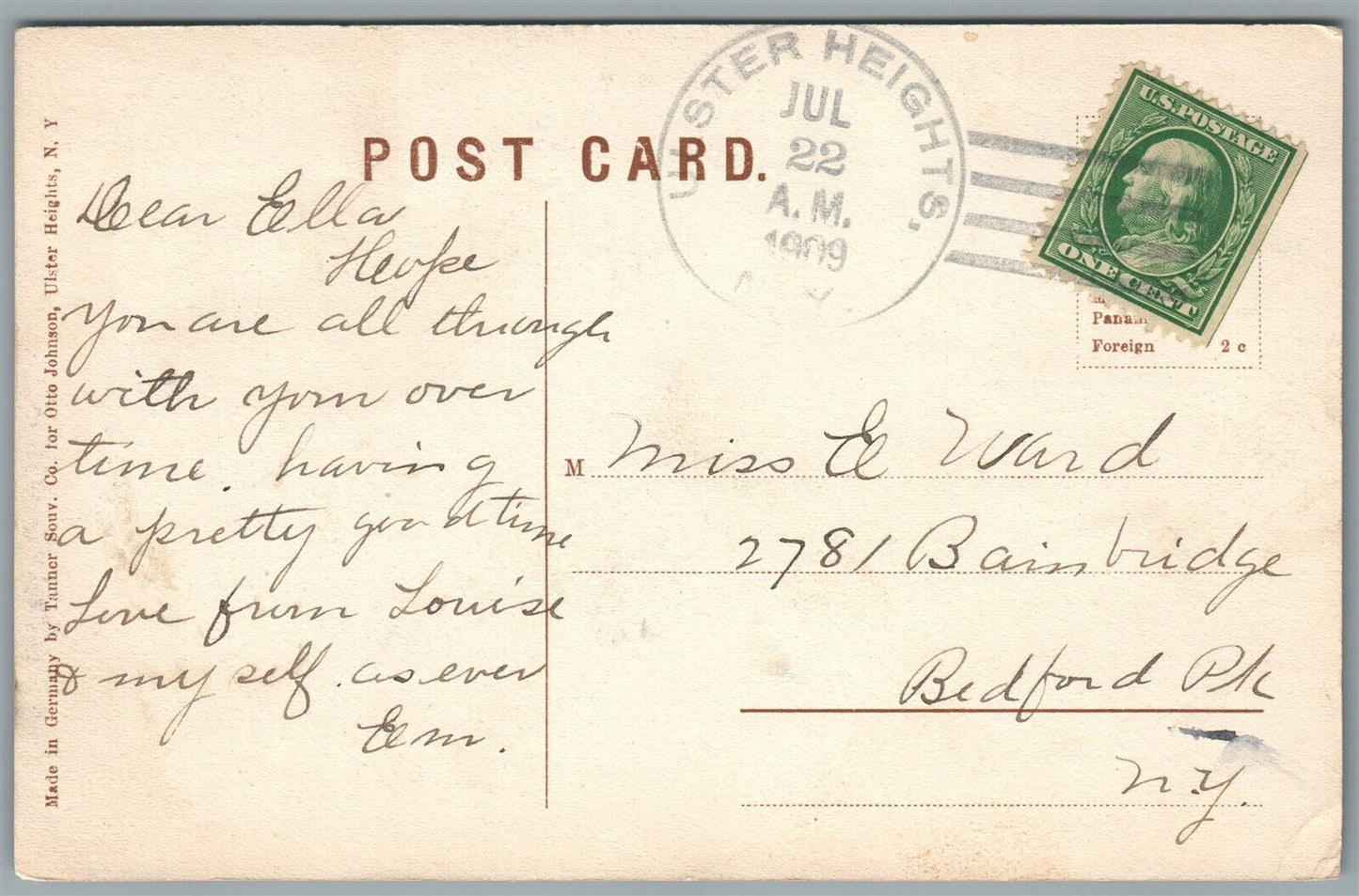 ULSTER HEIGHTS NY PLEASANT DRIVEWAY ANTIQUE POSTCARD