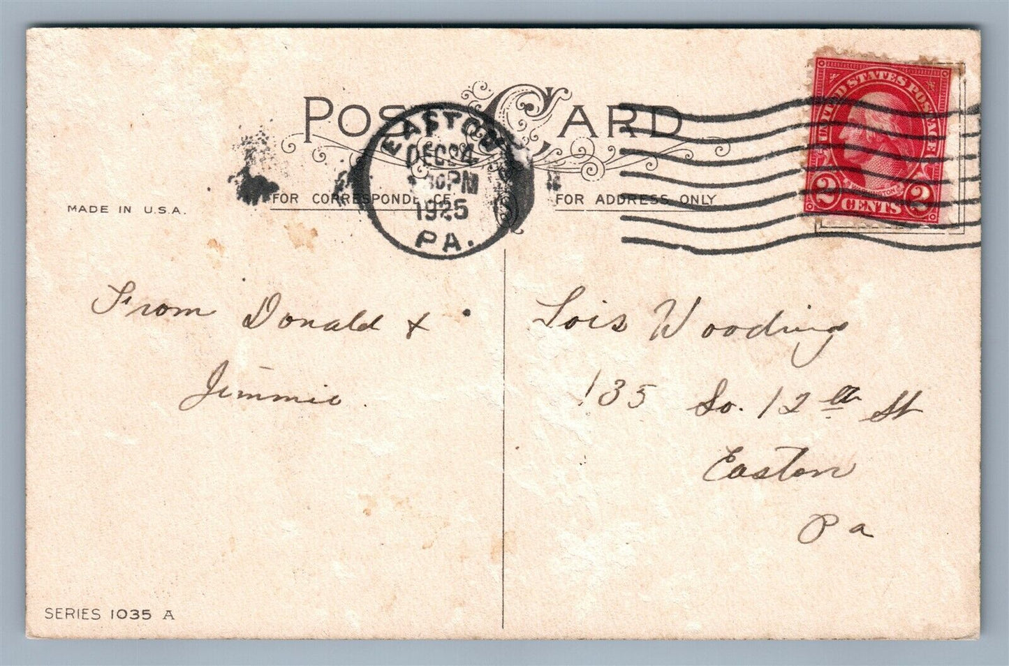 SANTA PLAYING w/ KIDS CHRISTMAS ANTIQUE POSTCARD SERIES 1035A