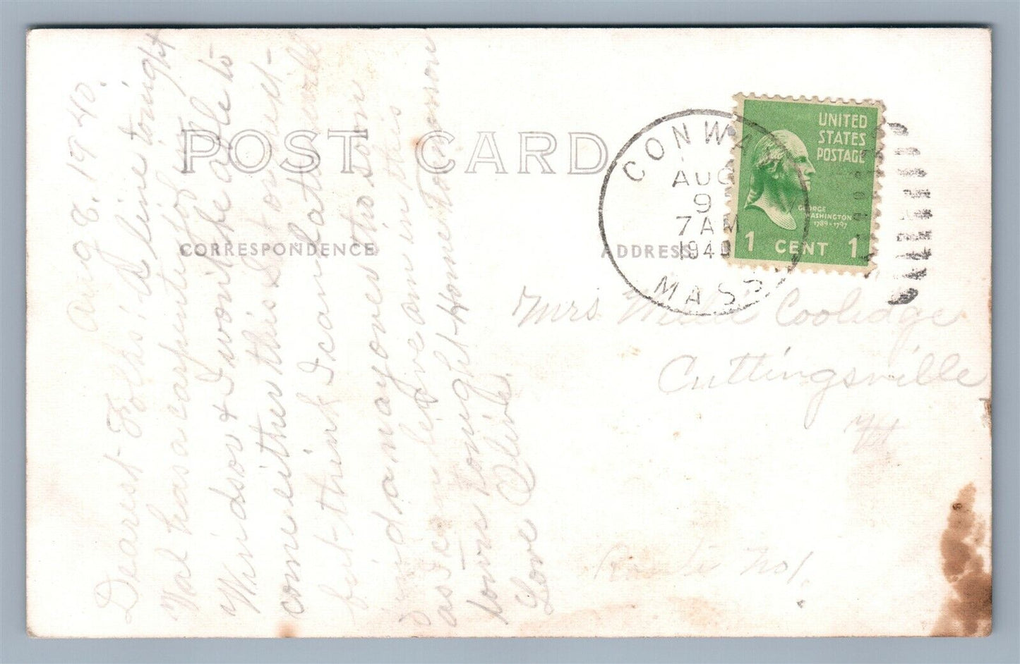 CONWAY MA FIELD MEMORIAL LIBRARY VINTAGE REAL PHOTO POSTCARD RPPC