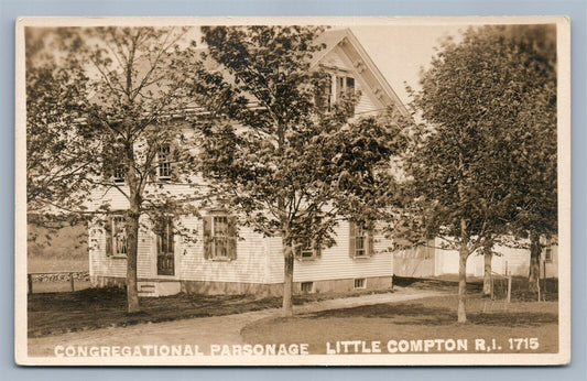LITTLE COMPTON RI CONGREGATIONAL PARSONAGE ANTIQUE REAL PHOTO POSTCARD RPPC